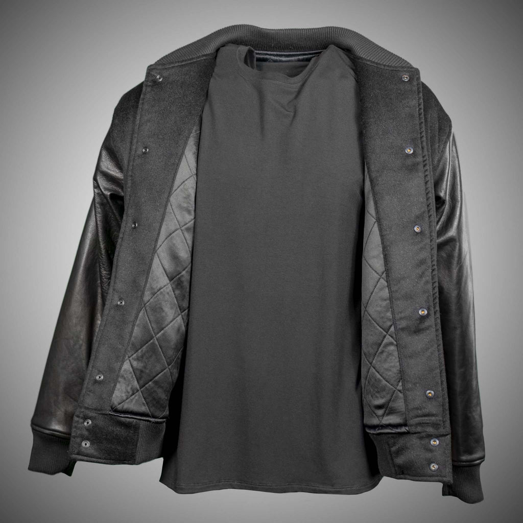 DJ0 Original Black Cashmere Embroidered Letterman's Jacket