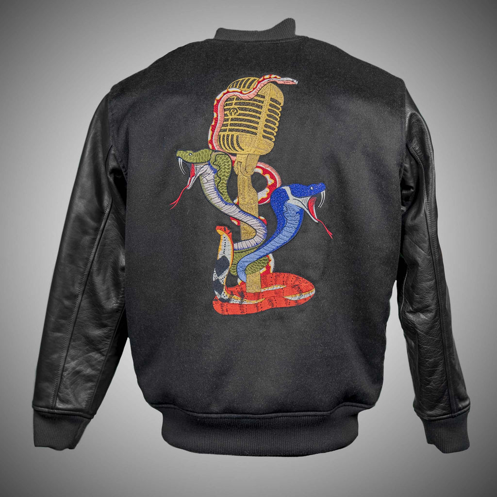 DJ0 Original Black Cashmere Embroidered Letterman's Jacket