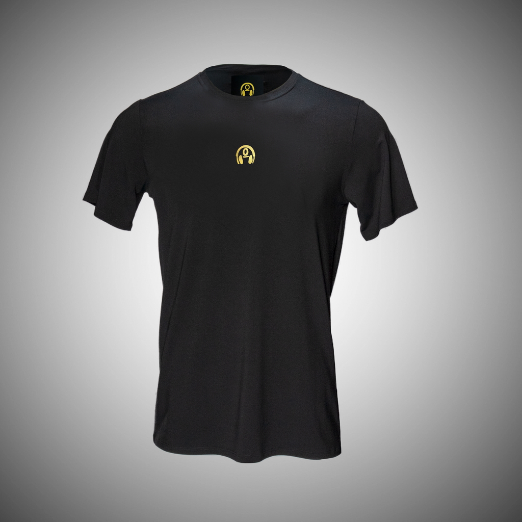DJ0 Logo T-Shirt Black with Gold Gates of Steel